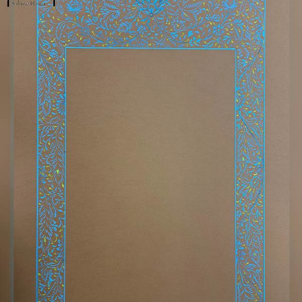 حلکاری و حاشیه تذهیب آبی و طلایی