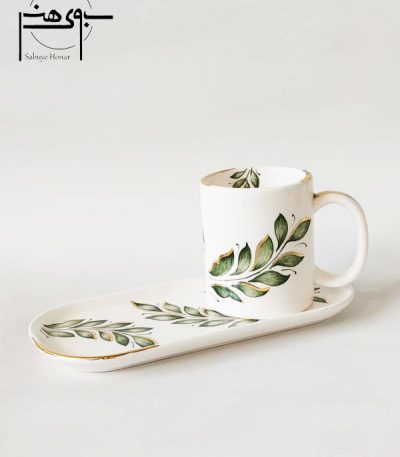 ست سرامیکی تک نفره فنجان و دیس (سینی)
