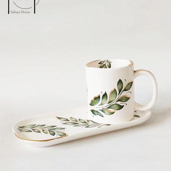 ست سرامیکی تک نفره فنجان و دیس (سینی)