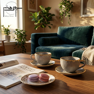 فنجان نعلبکی سرامیکی پذیرایی مدرن