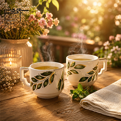 فنجون سرامیکی مدرین و نقاشی زیر لعابی