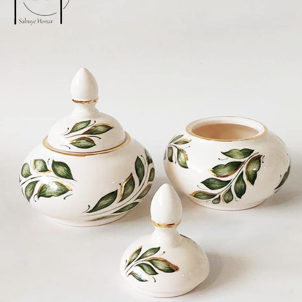 قندان سرامیکی طرح برگ مدرن و شیک