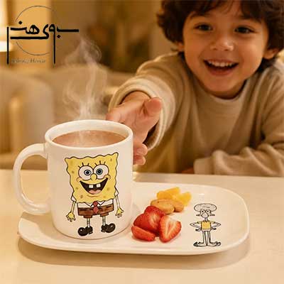 زیر لیوانی و ماگ سرامیکی فانتزی طرح باب اسفنجی