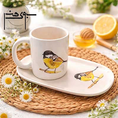 زیر لیوانی و ماگ سرامیکی فانتزی طرح پرنده