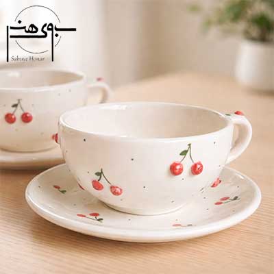 ست فنجان و نعلبکی سرامیکی در طرح‌های مختلف