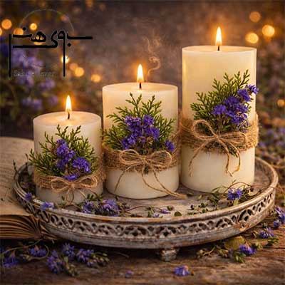 شمع ساده سه عددی استوانه‌ای