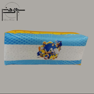 جامدادی تک زیپ پارچه ای مخمل بزرگ طرح سونیک