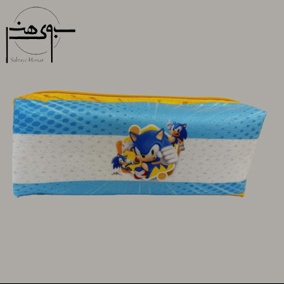 جامدادی تک زیپ پارچه ای مخمل بزرگ طرح سونیک
