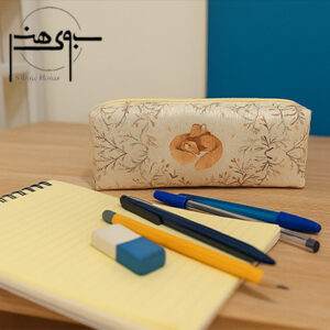 جامدادی تک زیپ مخمل بزرگ طرح روباه