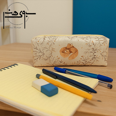 جامدادی تک زیپ مخمل بزرگ طرح روباه