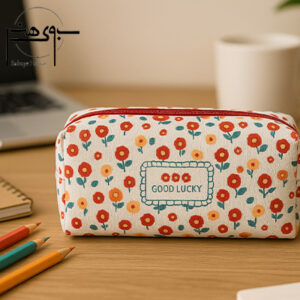 جامدادی تک زیپ پارچه ای طرح good luck