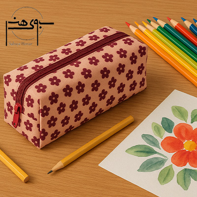 جامدادی دانشجویی تک زیپ پارچه ای مخمل بزرگ
