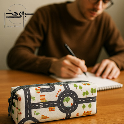 جامدادی تک زیپ پارچه ای مخمل