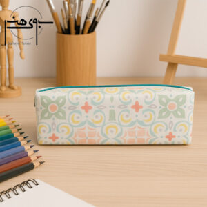 جامدادی مخملی بزرگ پارچه ای طرح اشکال هندسی