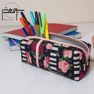 جامدادی مخملی بزرگ پارچه ای طرح رز