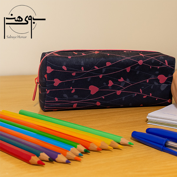جامدادی مخملی بزرگ طرح قلب