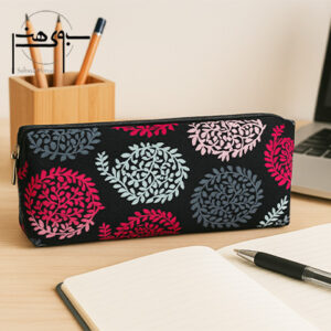 جامدادی پارچه ای مخمل طرح برگ رنگی