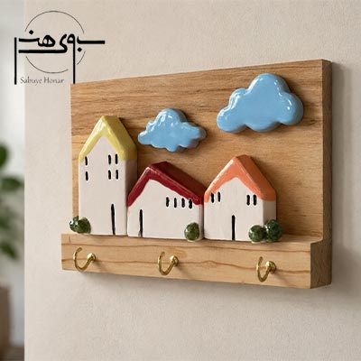 جاکلیدی دیواری با بدنه جوبی سرامیکی