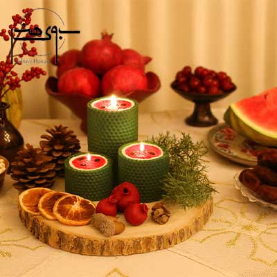 ست سه تیکه شمع یلدایی هندوانه